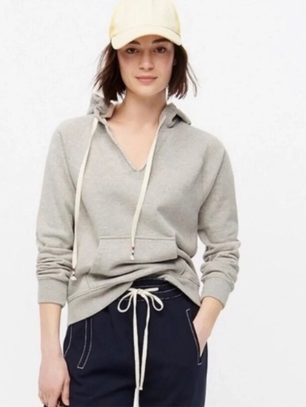 J.Crew V-neck cotton hoodie sweatshirt with front kangaroo pocket